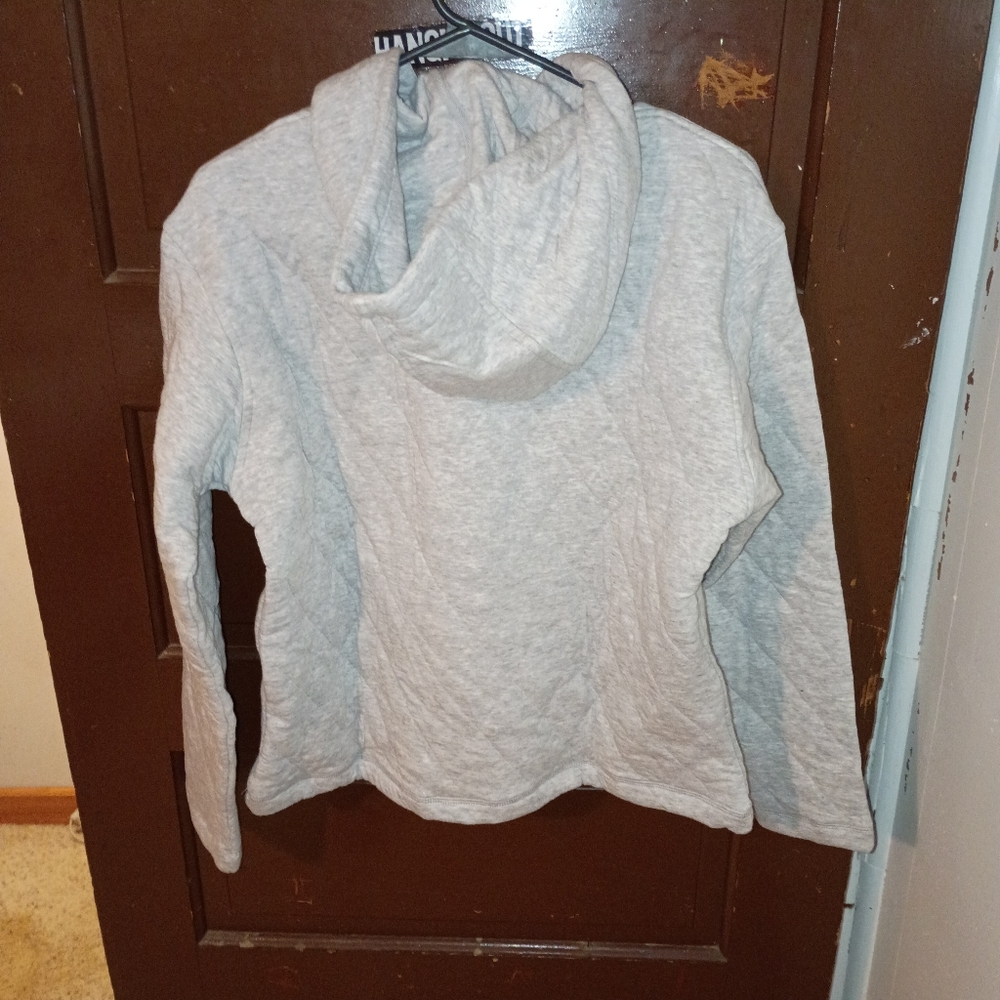 NWT Lands' End Gray Quilted Half Button Up Pullover S - Picture 7 of 7